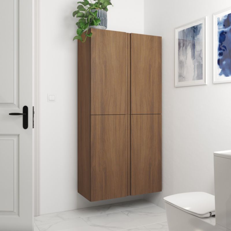 GoodHome Levanna badeværelsesskab 40 x 36 x 160 cm i valnød