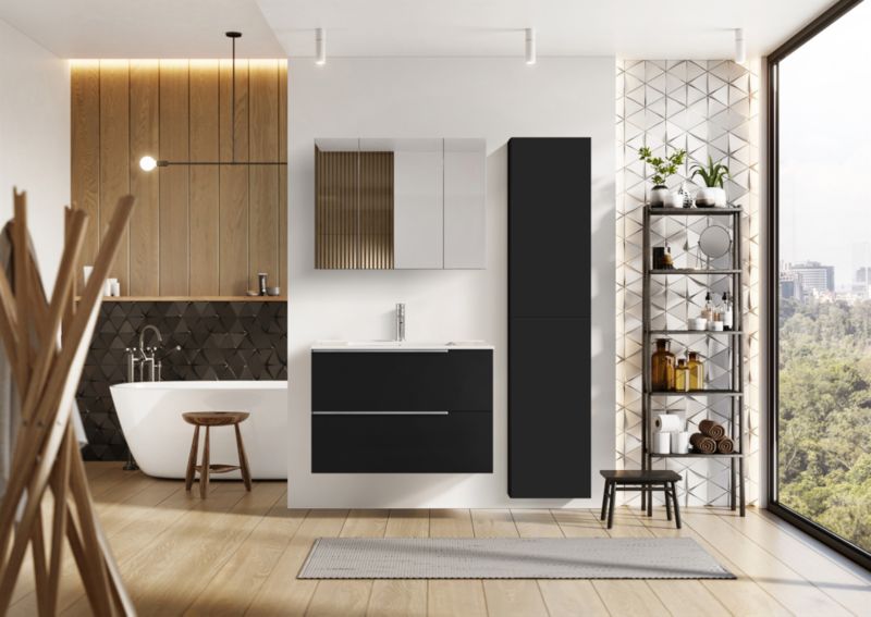 Søjleskab til badeværelse Roca Style 41,6 x 170 x 14,6 cm mat-sort