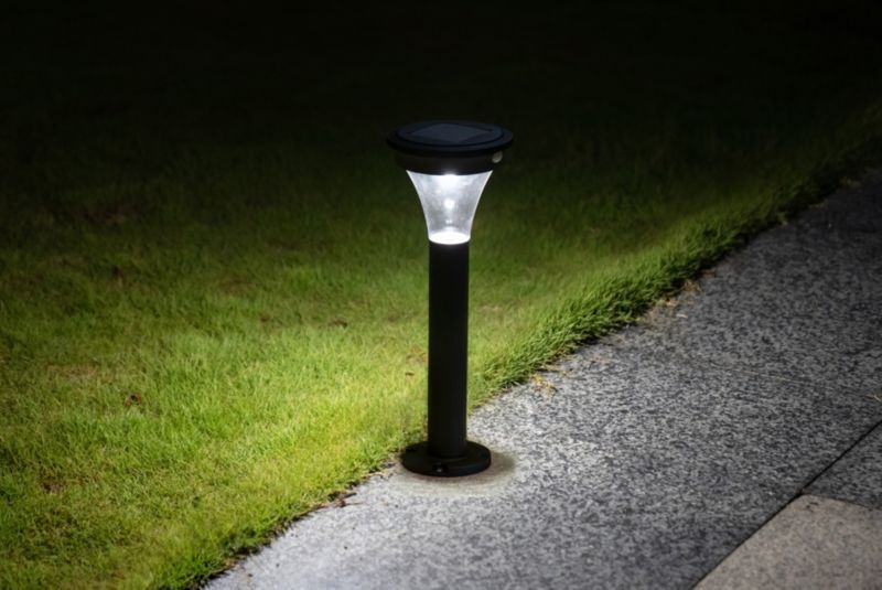 Markook solarsøjle til haven med bevægelsessensor, 180 lm, sort