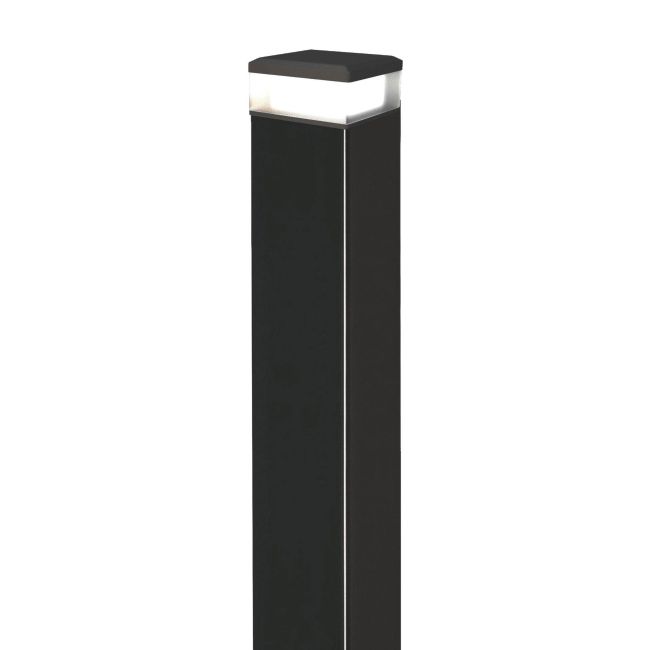 Glat havehegnsstolpe 10 x 10 x 200 cm med LED-lampe i mat-sort