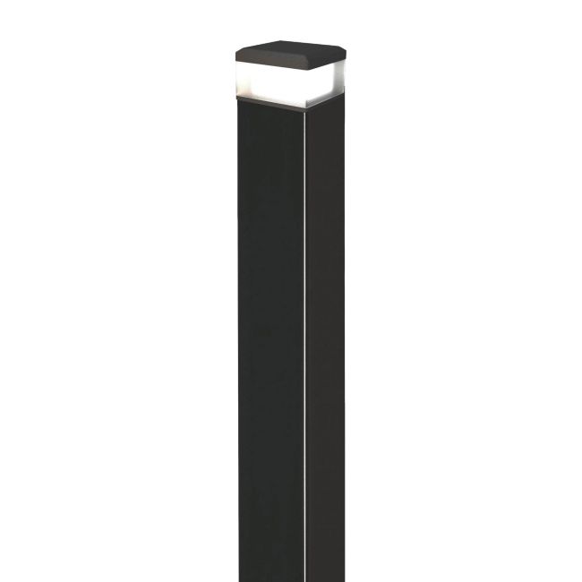 Glat havehegnsstolpe 7 x 7 x 200 cm med LED-lampe i sort strukturoverflade