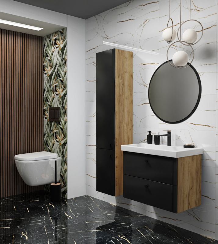 Højskab Mirano Azzura New 30 cm egetræ / mat-sort