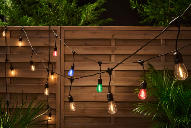 Solargirlande 15 LED Filament 10 m Varm Hvid IP44 Sort
