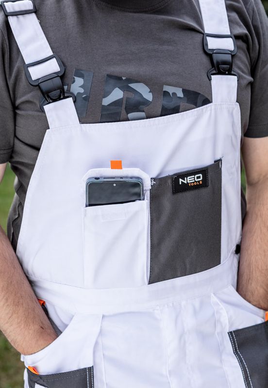Unisex arbejdsselerbukser NEO TOOLS L hvide 1 stk.