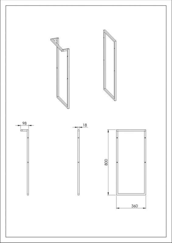 Møbelstel med Håndklædeholder 36x80 cm Mat Sort | 8445662008018