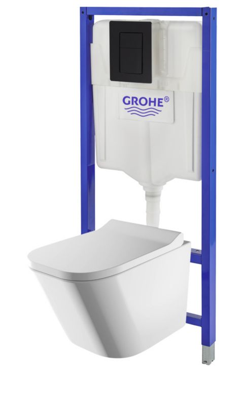 Indbygget WC-stel Grohe Solido 3 i 1 med sort knap