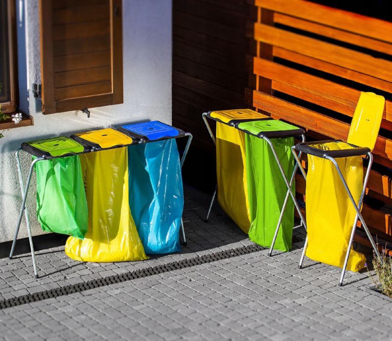 KADAX Stativ til affaldssortering med 2 rum, pose 120L, affaldsspand