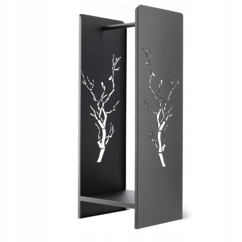 Kadax Mantua stående brændeholder i mat sort metal, 90 cm, 1 stk.