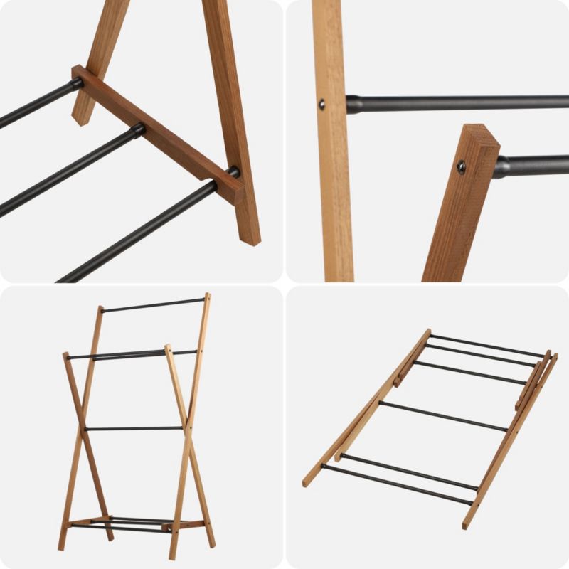 Kadax Ferrara sort loft håndklædestativ i stål og træ