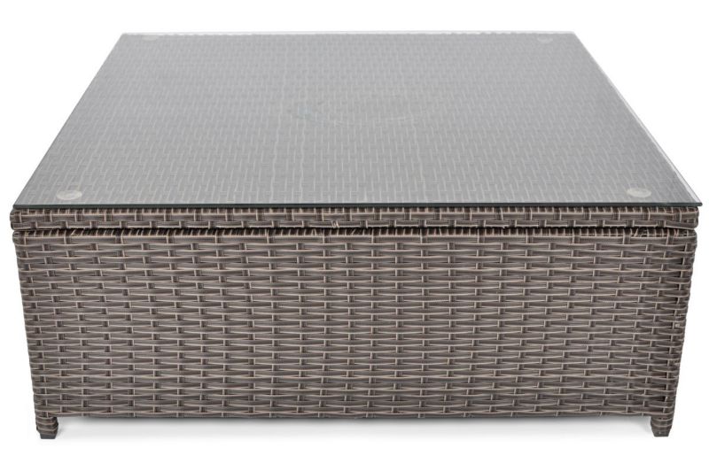 Bettso Malaga udtrækkeligt havebord, kvadratisk med glasplade, brun, 1 stk.