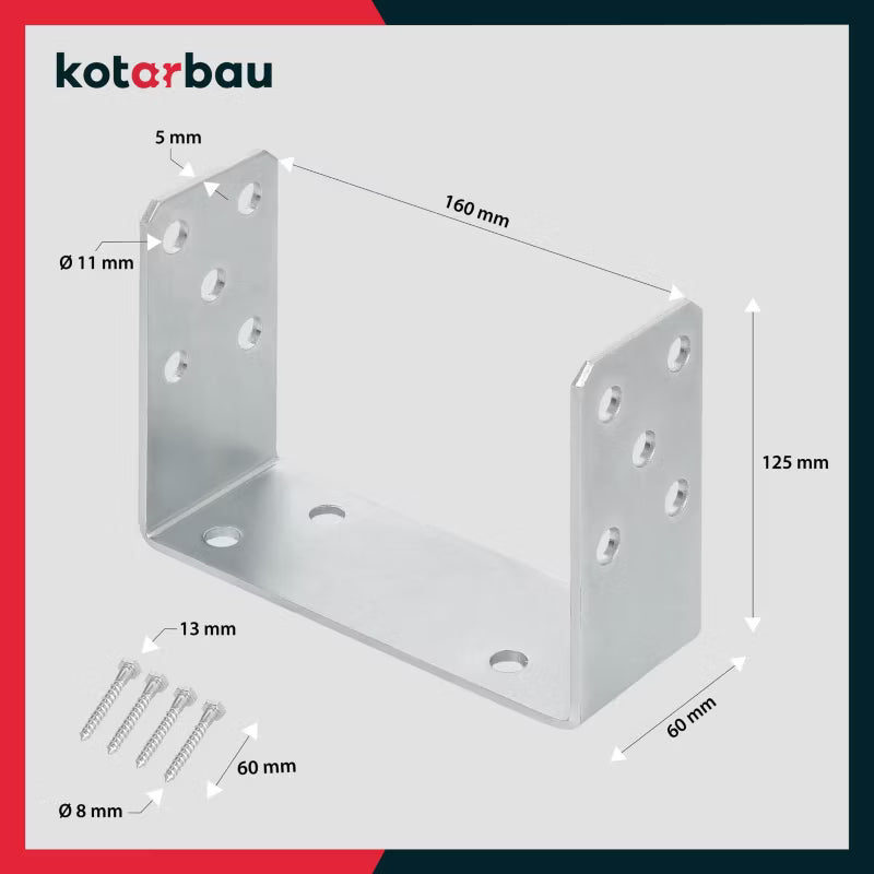 Stolpesko U-form 160 mm Varmgalvaniseret Stål
