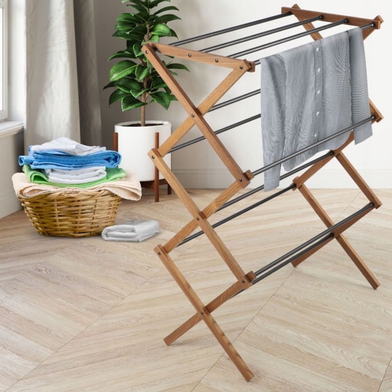 KADAX stående tørrestativ i træ til tøj og undertøj, foldbart og lodret