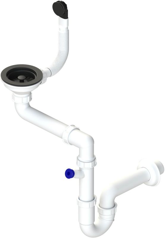 Sifon til 1-kammers vask Laveo 3,5" manuel prop sort