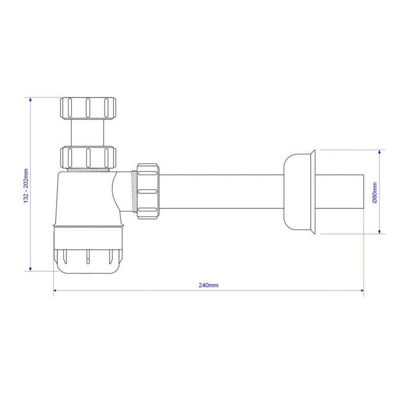 McAlpine 1 ¼" flaskeformet vaskesifon uden bundventil