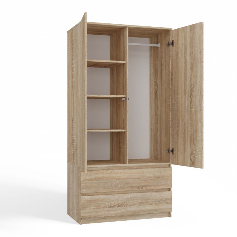 Topeshop Ss-90 skab i Sonoma-eg garderobe 50 x 90 x 180 cm 1 stk.