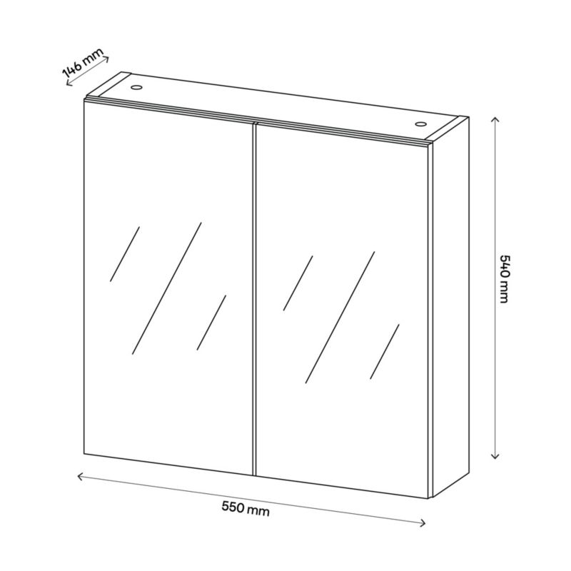 Aruna spejlskab 55 cm grå
