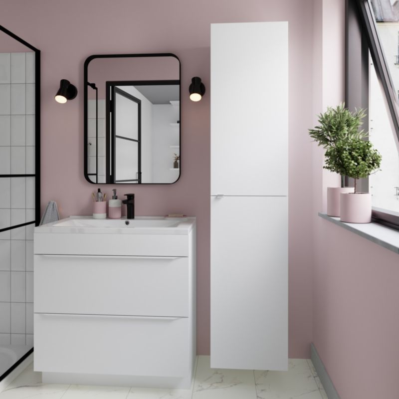 GoodHome Imandra 80 cm fritstående vaskeskab i mat hvid