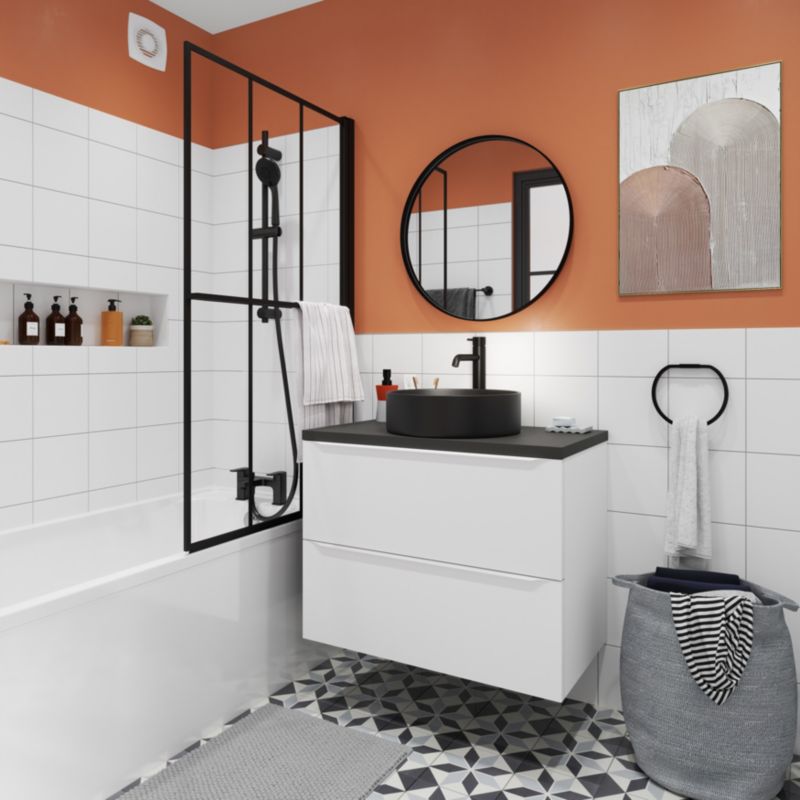 GoodHome Imandra 80 cm væghængt vaskeskab i mat hvid