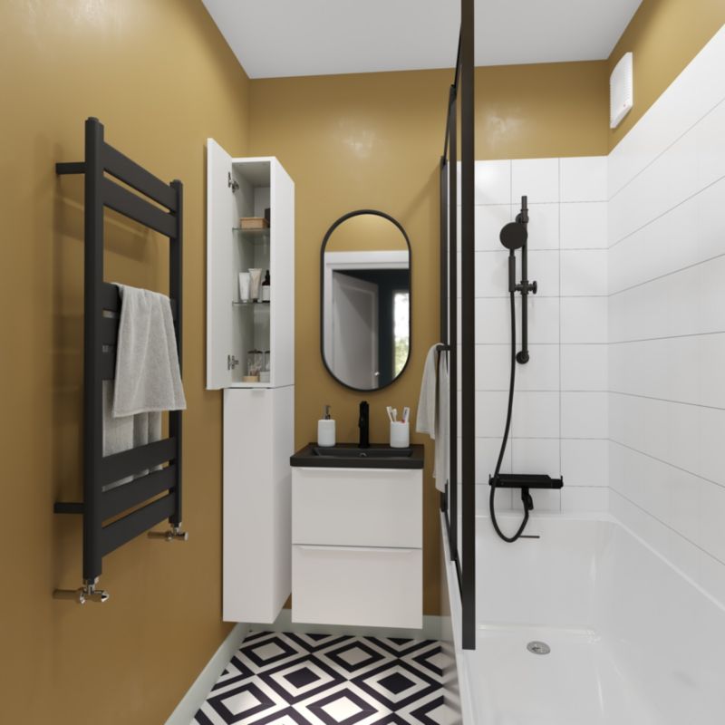 GoodHome Imandra Slim 50 cm væghængt skabsmodul til vask i mat hvid