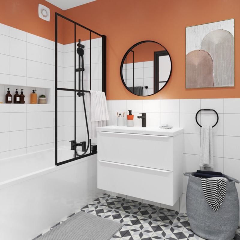 GoodHome Imandra Slim 80 cm væghængt underskab til vask i mat hvid