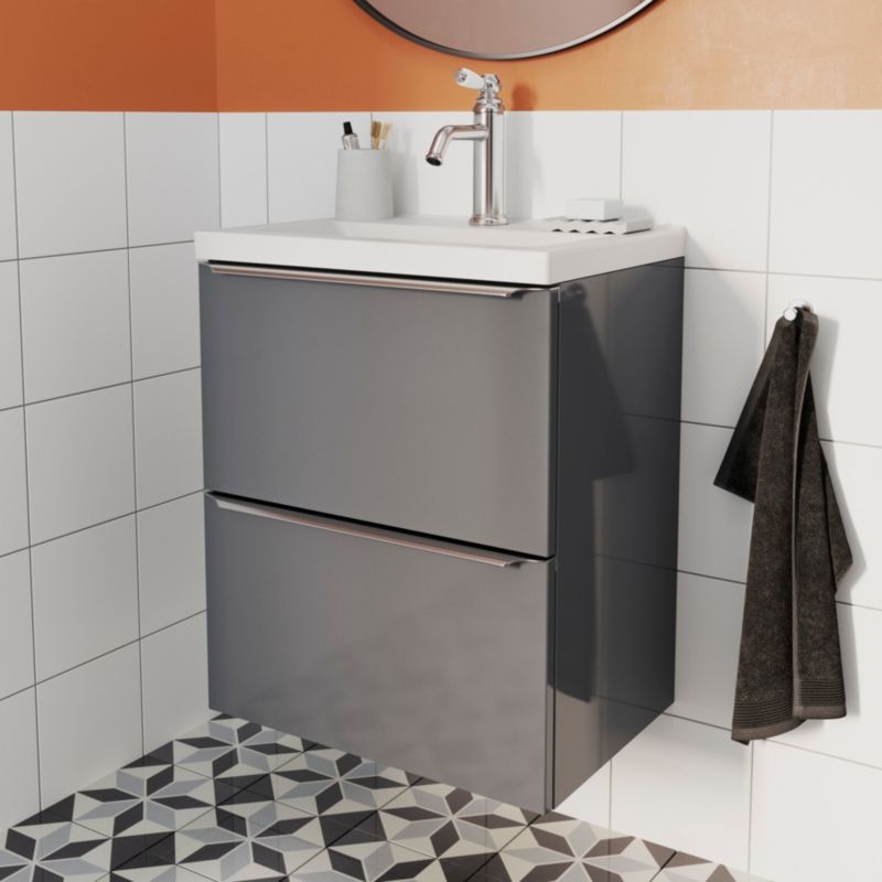 GoodHome Imandra Slim væghængt vaskeskab 50 cm antracit