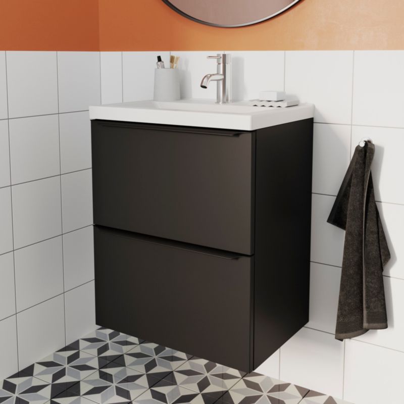 GoodHome Imandra Slim væghængt vaskeskab 50 cm mat sort