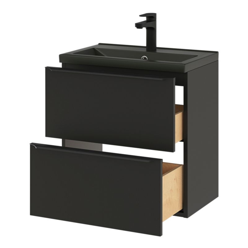 GoodHome Imandra Slim væghængt vaskeskab 60 cm mat sort