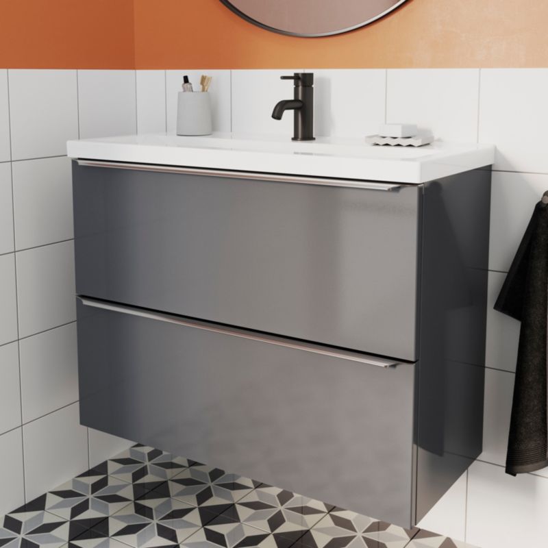 GoodHome Imandra Slim væghængt vaskeskab 80 cm antracit