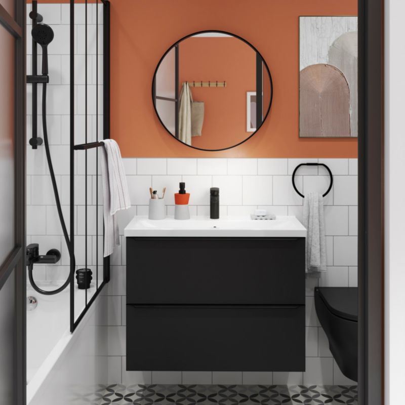 GoodHome Imandra Slim væghængt underskab til vask 80 cm mat sort