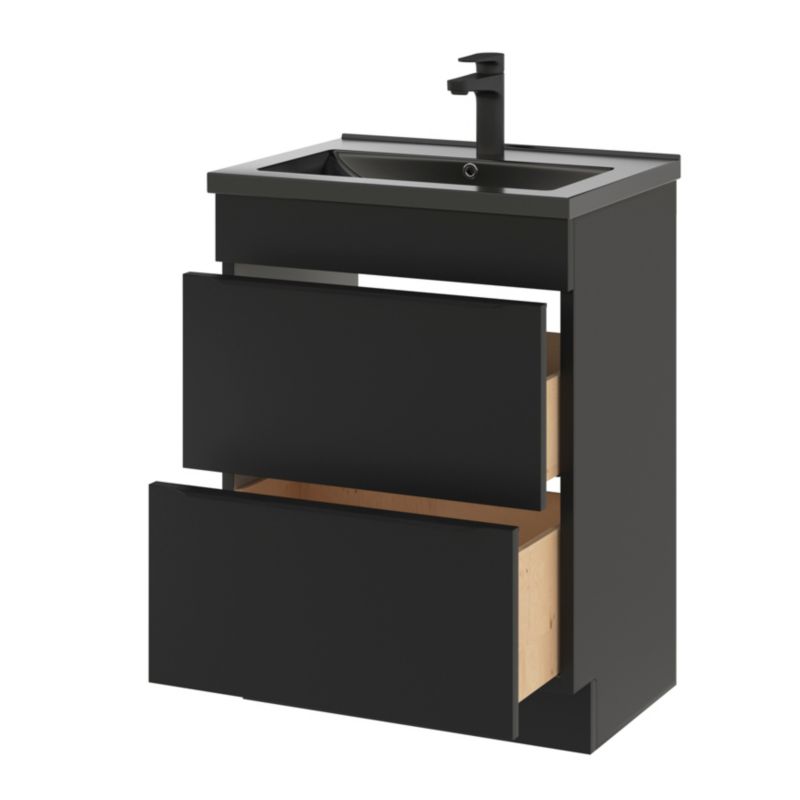 GoodHome Imandra fritstående vaskeskab 60 cm mat sort