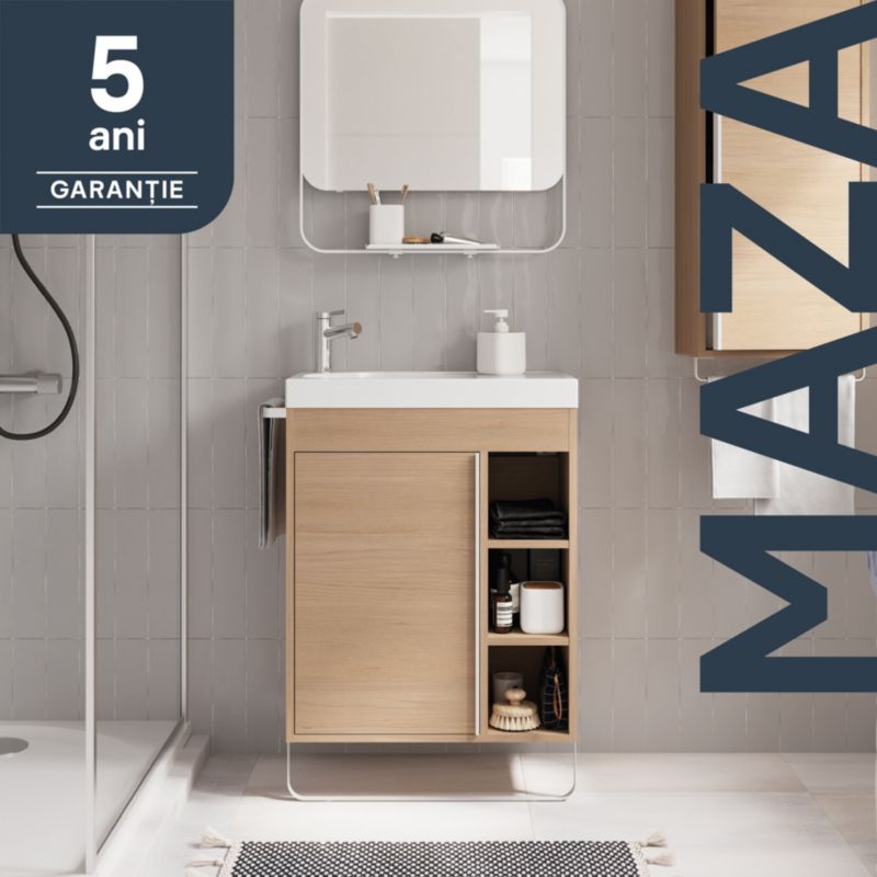 GoodHome Maza fritstående underskab til vask 60 x 36 cm i egetræ