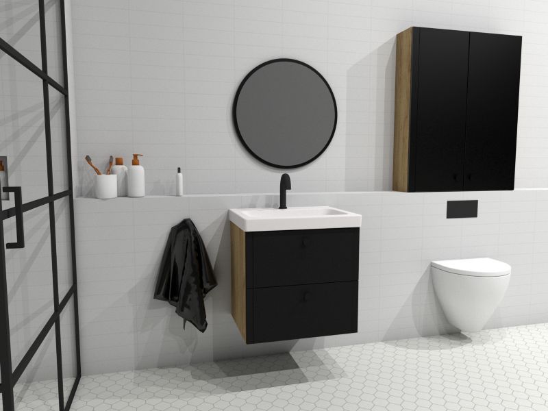 Skab til vask Mirano Azzura New 65 cm egetræ / mat-sort