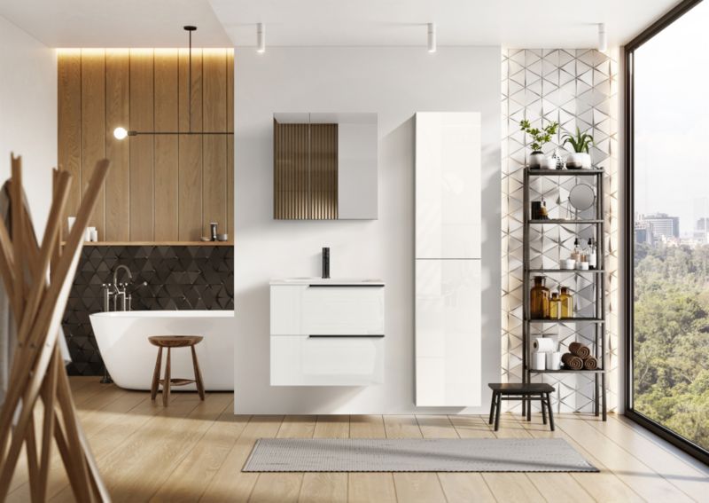 Roca Style vægmonteret skab til vask 60 cm hvid højglans