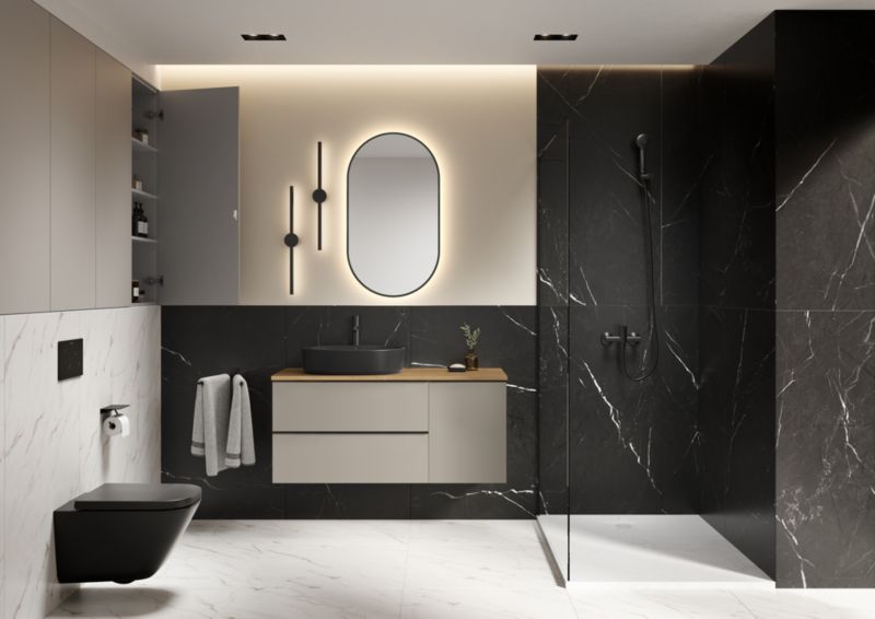 Roca Style vægmonteret vaskeskab 80 cm i fume