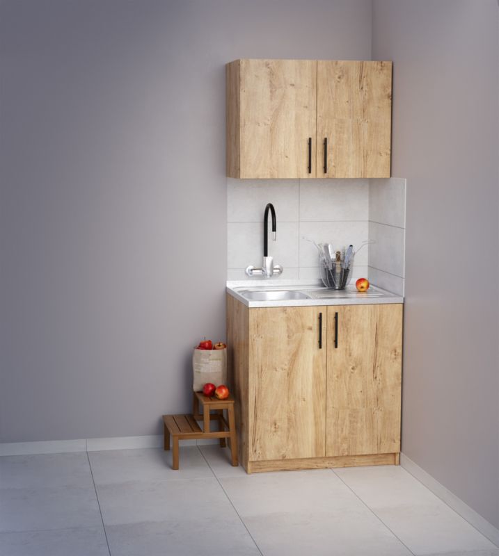 Væghængt skab Luna 80 cm 2-dørs i gylden eg