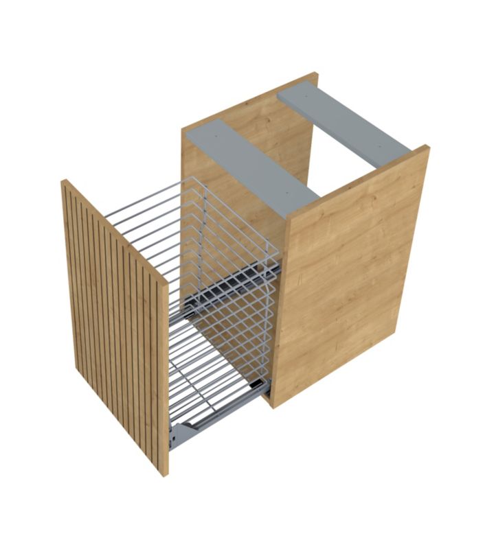 Væghængt skab med vasketøjskurv Roca Style 40 cm lys eg