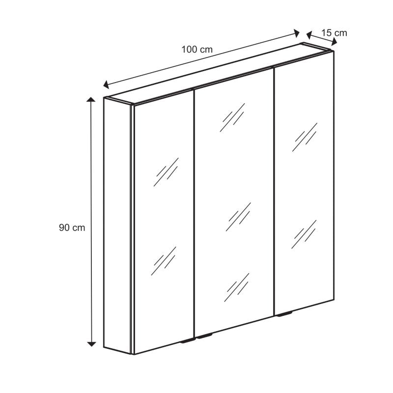 GoodHome Imandra spejlskab 100 x 90 x 15 cm