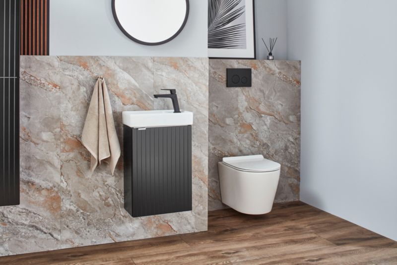 Væghængt skab med vask Mirano Listrado 40 cm mat-sort