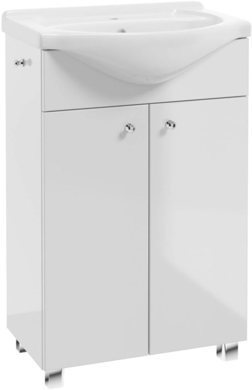 Pat 55 cm skab med vask i hvid højglans