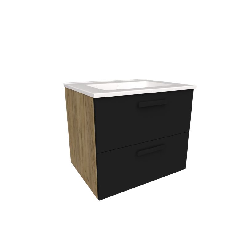 Skab med vask Preto 60 cm egetræ sort