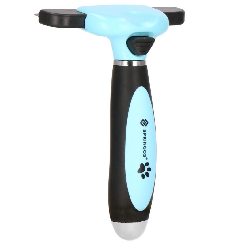 Springos selv-rensende pelsbørste med 10 cm blad i blå-sort, 1 stk.