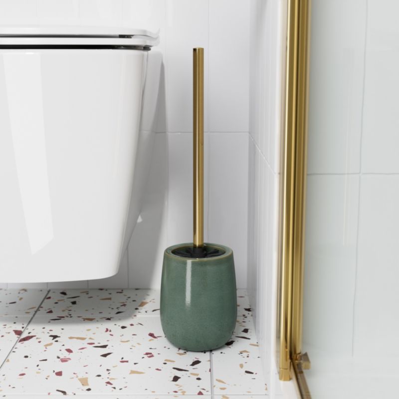 Toiletbørste Boann Grøn Keramik 44 cm | 5059340718958