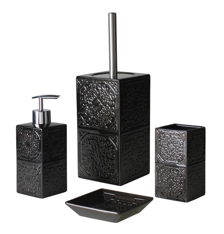 Splendid Kord wc-børste i keramik med krom-effekt og mat-sort finish