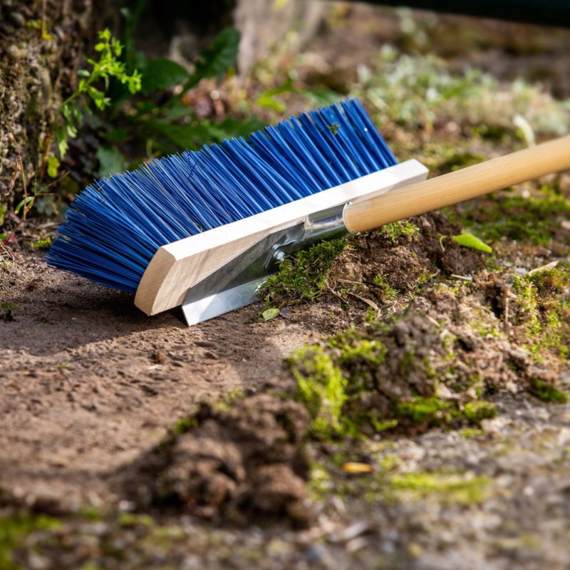 KADAX Gadefejebørste 40 cm til Fejning af Fortov og Fliser med Skraber 154 cm