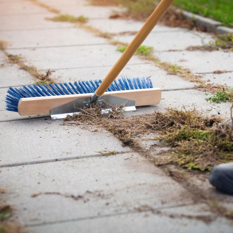 KADAX Gadefejebørste 50 cm til Fejning af Fortov og Fliser med Skraber 154 cm