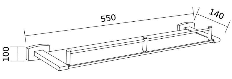Mexen Zoja hængende glasreol i krom 55 x 14 cm, 1 stk.