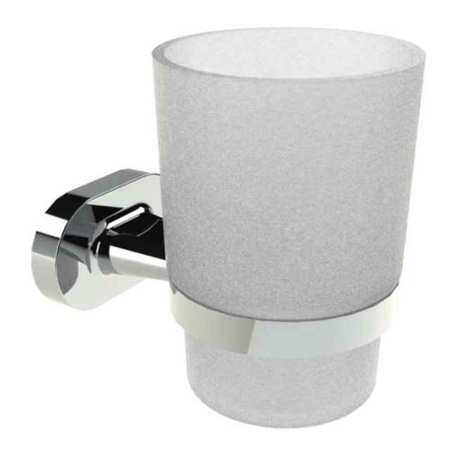 Bisk Go glas med kromholder til badeværelse