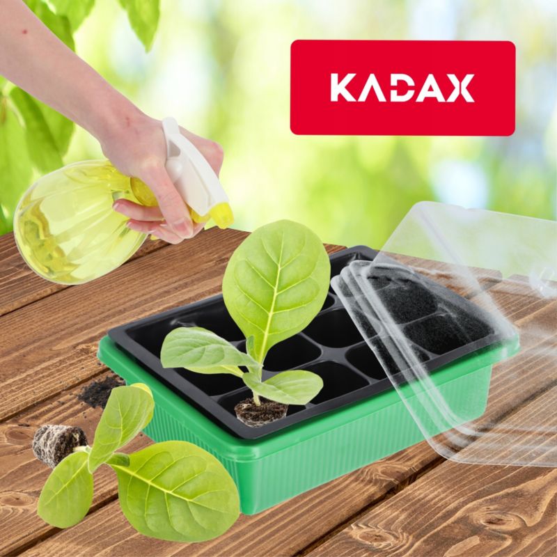 KADAX Mini minidrivhus med 12 celler og bakke til såning