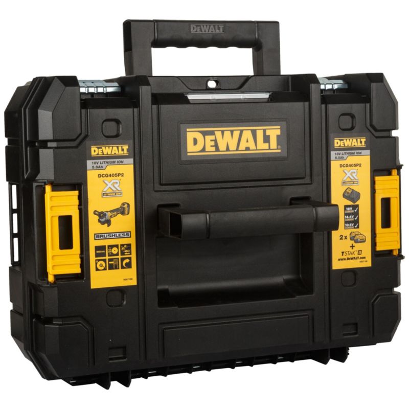 DeWalt vinkelsliber 125 mm 18 V XR med 2 x 5 Ah batterier