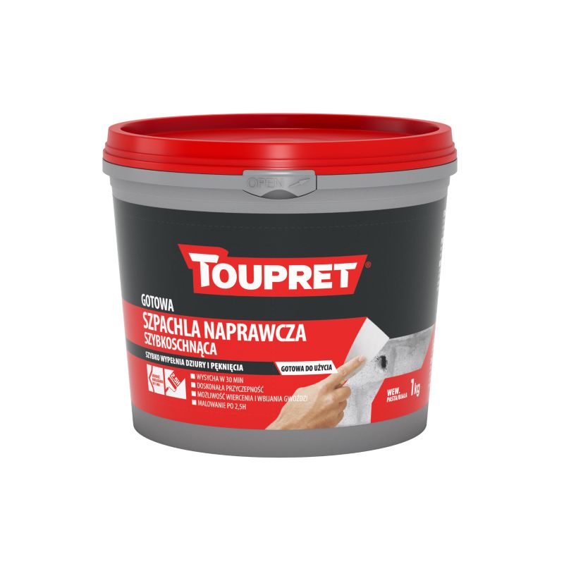 Toupret hurtigttørrende reparationsspartel, færdigblandet, 1 kg